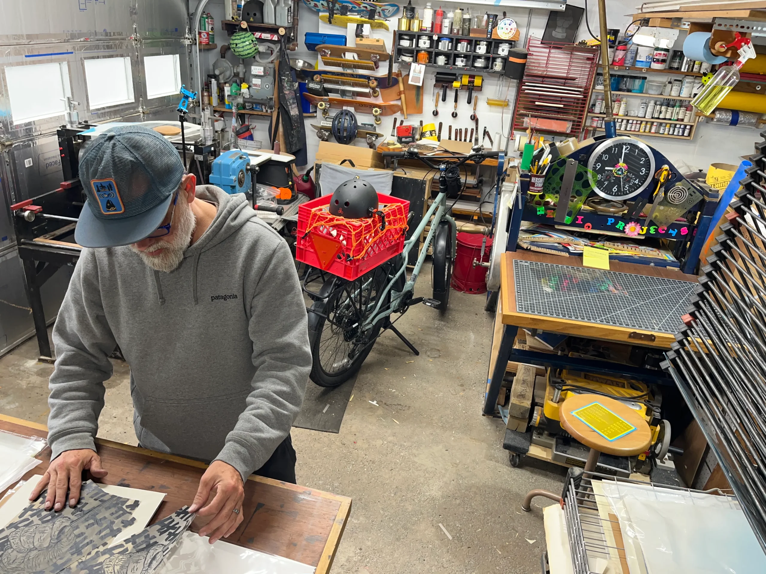 Dusty Herbig at work in his garage studio!